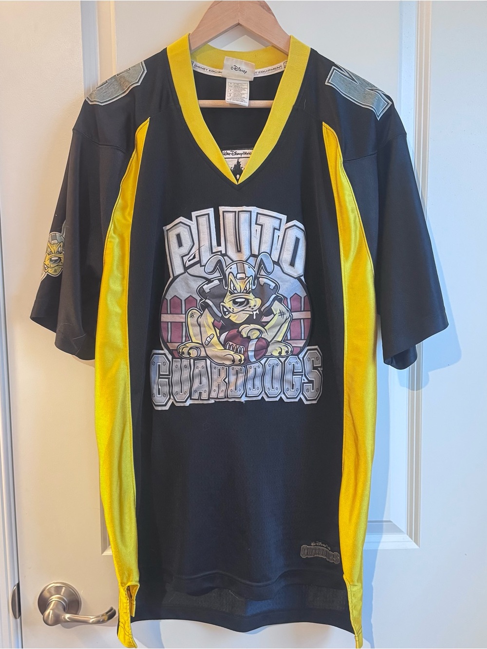 Vintage Disney World Pluto K9 Guarddogs Football Jersey Mens Sm 90s Y2K Stitch